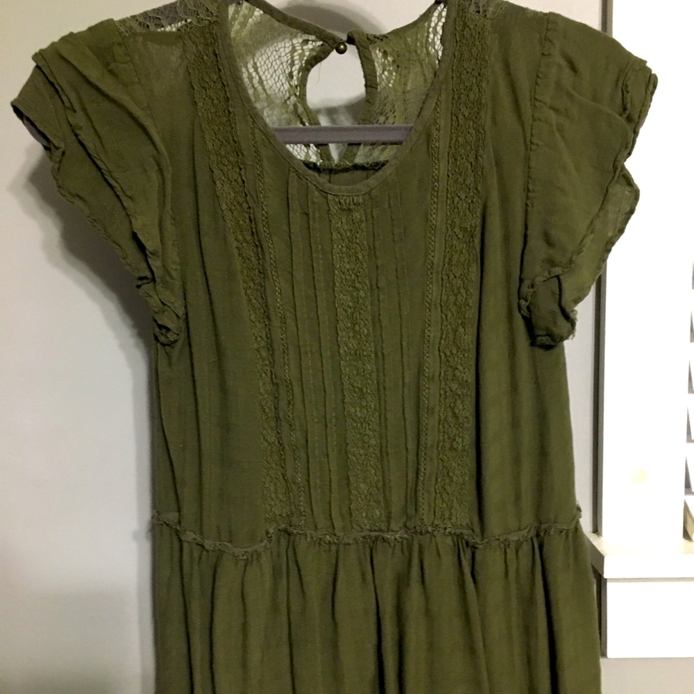 Olive lace back blouse